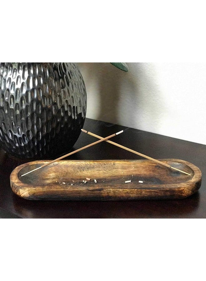Pure Source India Natural Wood Incense Holder and Ash Catcher (11 X 4 Inch)(Oval) - Image 2