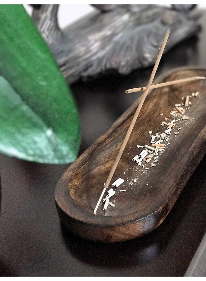 Pure Source India Natural Wood Incense Holder and Ash Catcher (11 X 4 Inch)(Oval) - Image 3