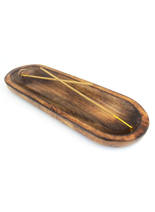 Pure Source India Natural Wood Incense Holder and Ash Catcher (11 X 4 Inch)(Oval) - Image 1