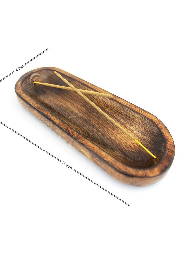 Pure Source India Natural Wood Incense Holder and Ash Catcher (11 X 4 Inch)(Oval) - Image 4