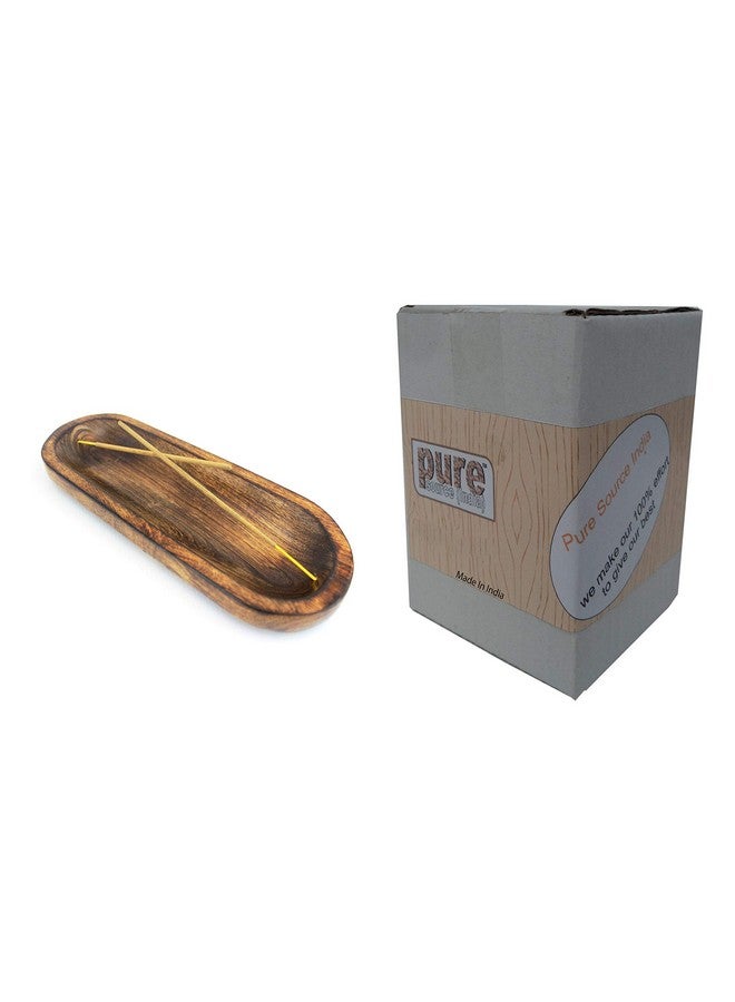 Pure Source India Natural Wood Incense Holder and Ash Catcher (11 X 4 Inch)(Oval) - Image 5