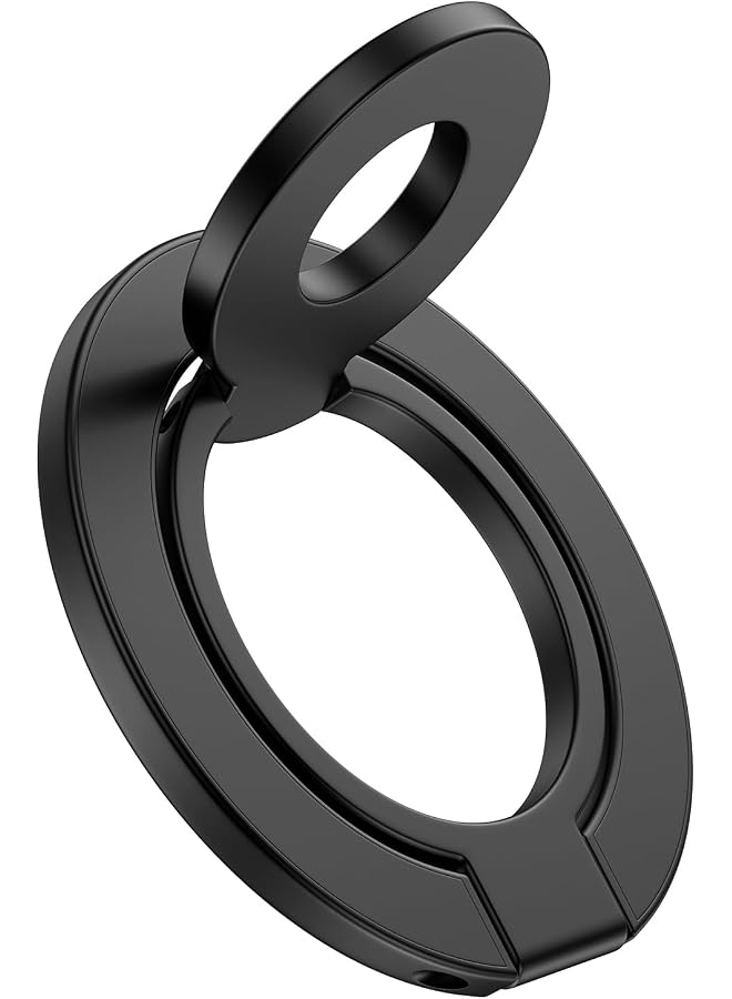 S-TOP Phone Ring Holder Grip with Dual-Side Magnets, Universal Magnetic Kickstand | Wireless Charging Friendly, Foldable Stand for iPhone 17e 17 16 Pro, Samsung, Case, Desk, Car Mount, MagSafe Compatible-Black - Image 1