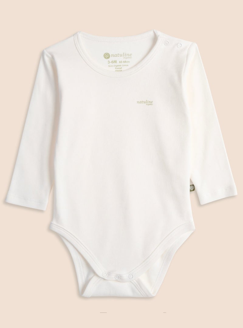 Natuline Baby Body Organic Cotton Long Sleeve Basic Nature Bodysuit 2 Pack - Image 2