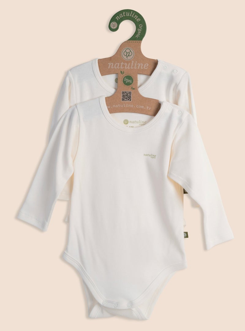 Natuline Baby Body Organic Cotton Long Sleeve Basic Nature Bodysuit 2 Pack - Image 1