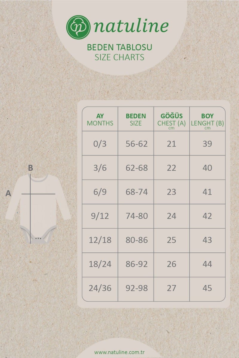 Natuline Baby Body Organic Cotton Long Sleeve Basic Nature Bodysuit 2 Pack - Image 3