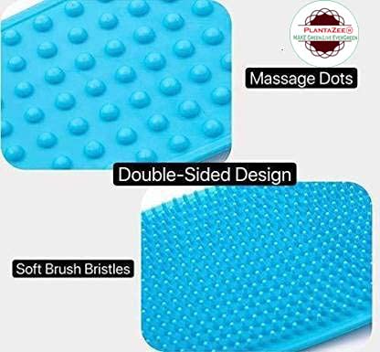 PlantaZee Silicone Body Back Scrubber, Double Side Bathing Brush for Skin Deep Cleaning Massage, Dead Skin Removal Exfoliating Belt for Shower, Easy to Clean, for Men & Women pack of 2 - Image 3