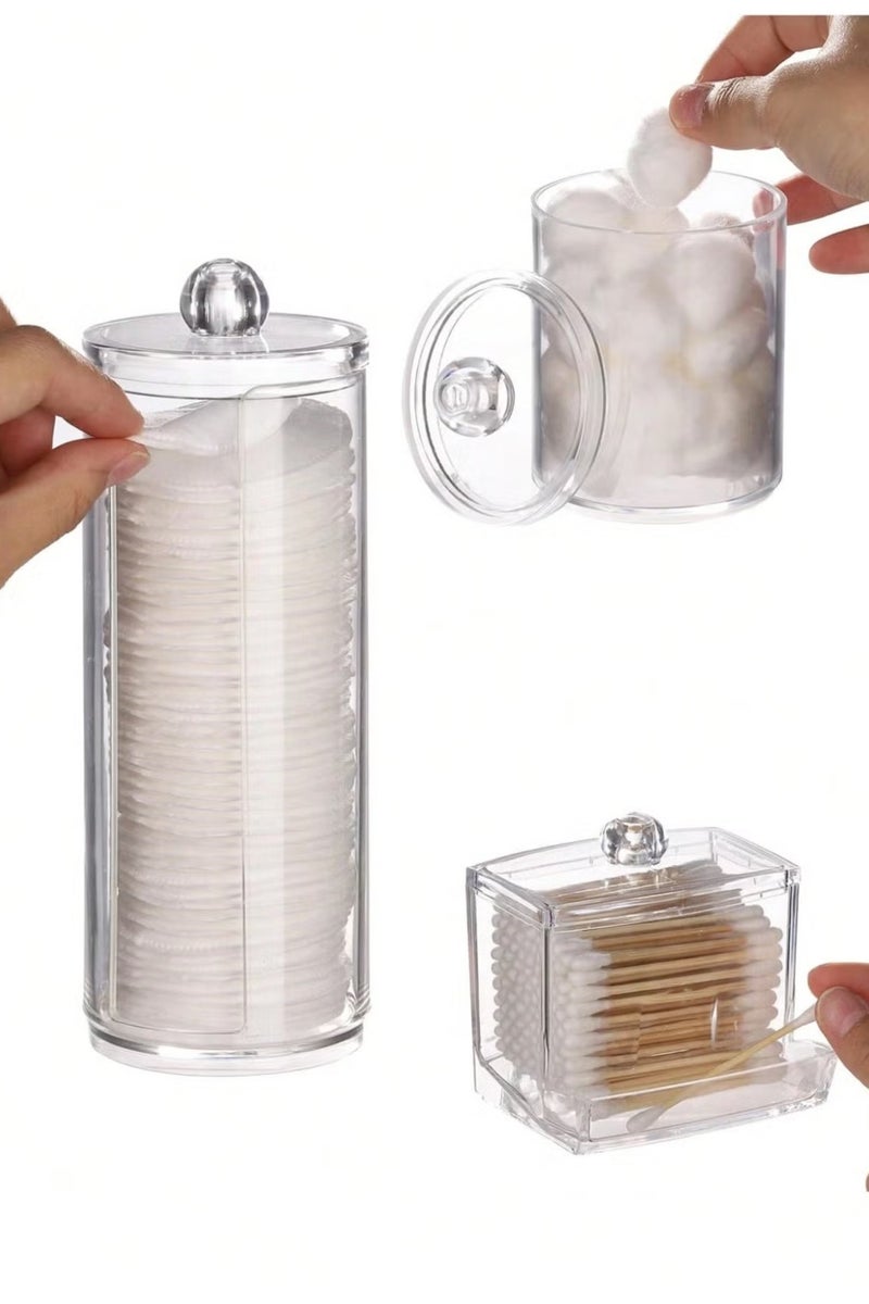 3-Piece Dressing Table Makeup Organizer, Cotton Swab Holder Bathroom Container for Sorting and Storage - Image 1
