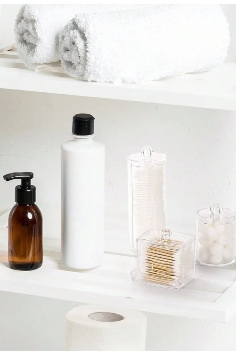 3-Piece Dressing Table Makeup Organizer, Cotton Swab Holder Bathroom Container for Sorting and Storage - Image 2