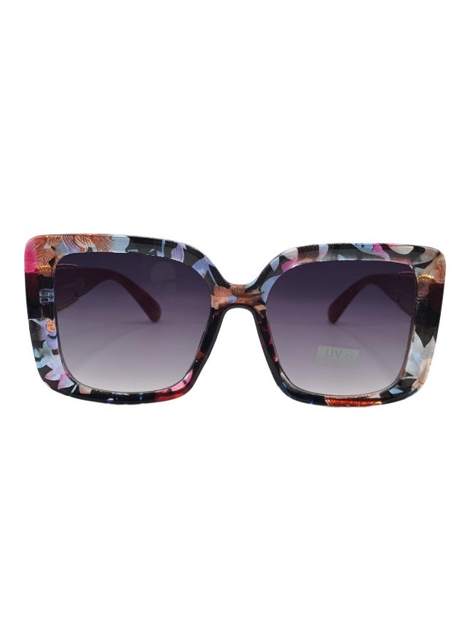 Influence Germany - Women's Square Floral Sunglasses with Burgundy Arms and Gold Chain Detail – UV Protection - Image 2