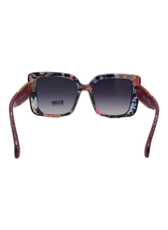 Influence Germany - Women's Square Floral Sunglasses with Burgundy Arms and Gold Chain Detail – UV Protection - Image 4