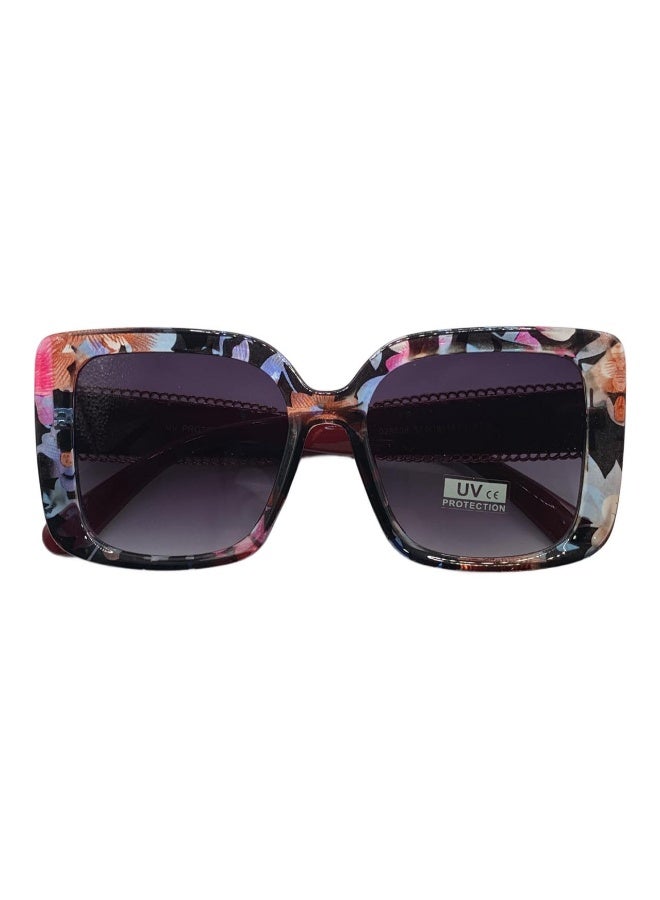 Influence Germany - Women's Square Floral Sunglasses with Burgundy Arms and Gold Chain Detail – UV Protection - Image 5