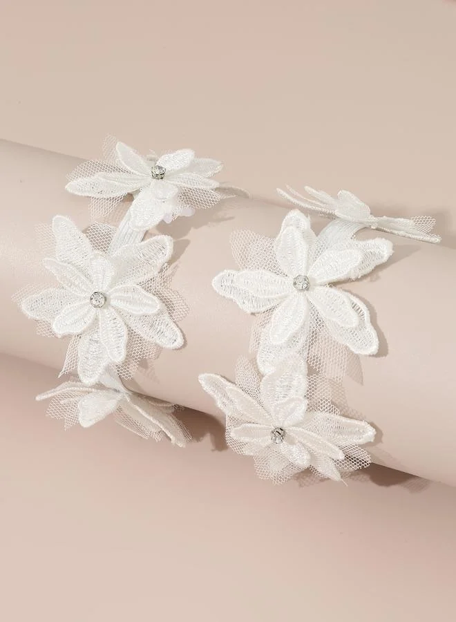 Take Two  Pack of 2 White Floral Hair Tie for Women | Best Price UAE