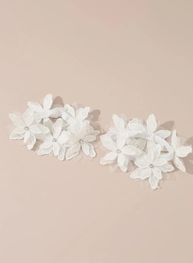 Pack of 2 White Floral Hair Tie
