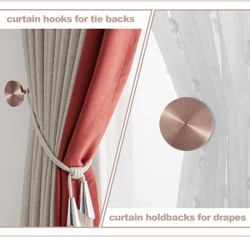KOLAKO Kolakó Metal Curtain Tiebacks - Decorative Modern Vintage Curtain Drapery Holdbacks - Round Medallion Wall Mounted - Pair, Copper - Image 3
