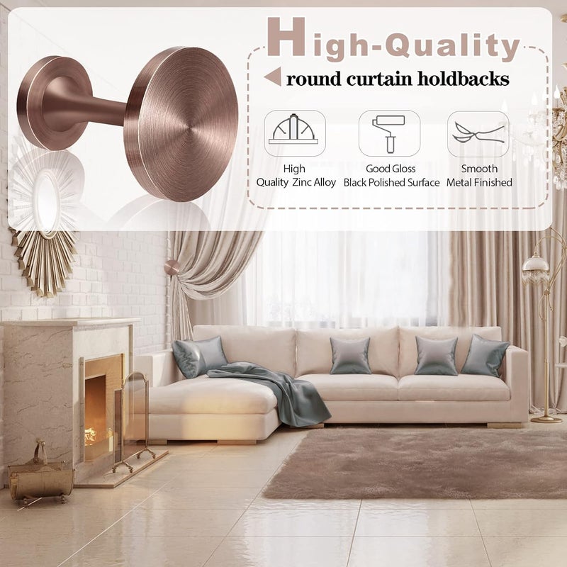 KOLAKO Kolakó Metal Curtain Tiebacks - Decorative Modern Vintage Curtain Drapery Holdbacks - Round Medallion Wall Mounted - Pair, Copper - Image 5