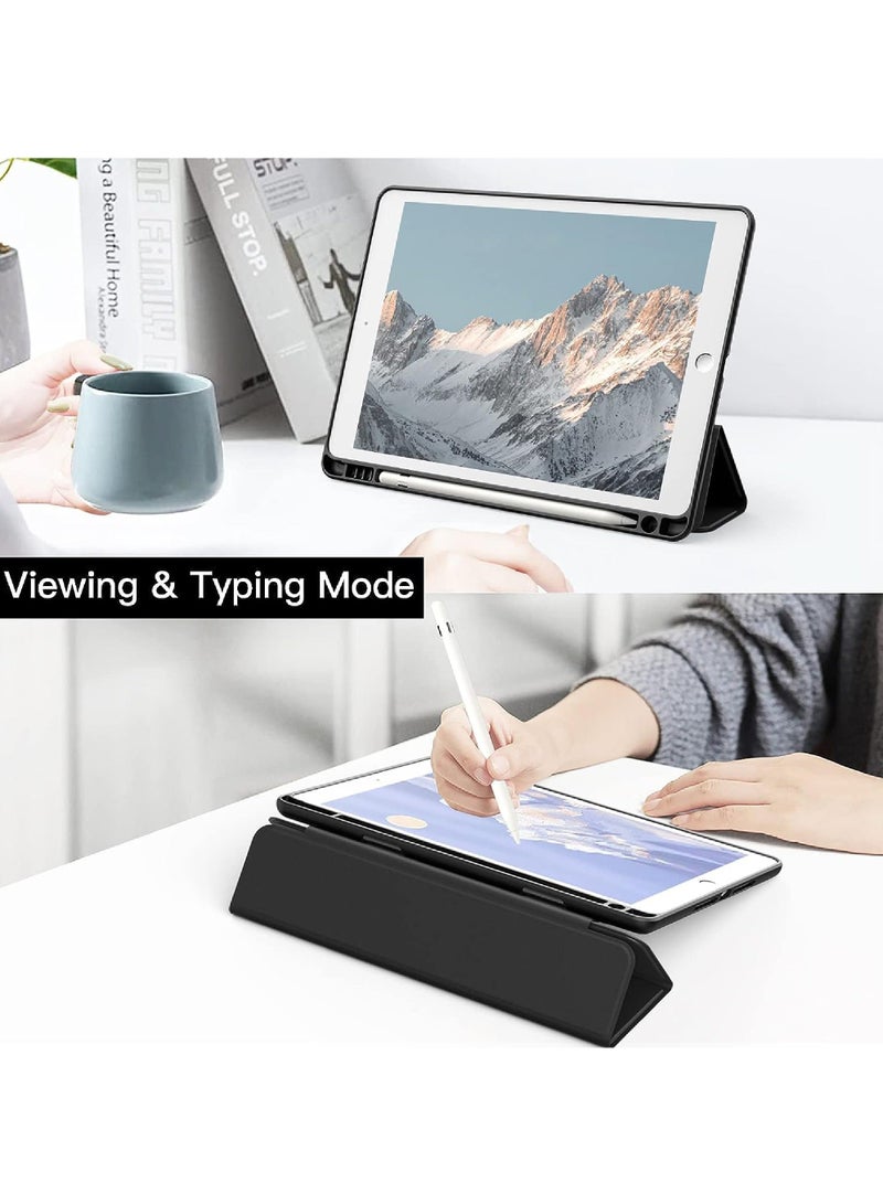 Case for iPad 9.7-Inch (6th/5th Generation 2018/2017) with Pencil Holder Clear Transparent Back Shell Slim Stand Shockproof Tablet Cover Auto Wake/Sleep