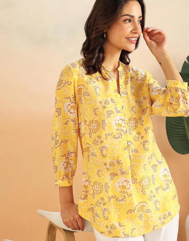 Yellow Rayon Blend Tunic