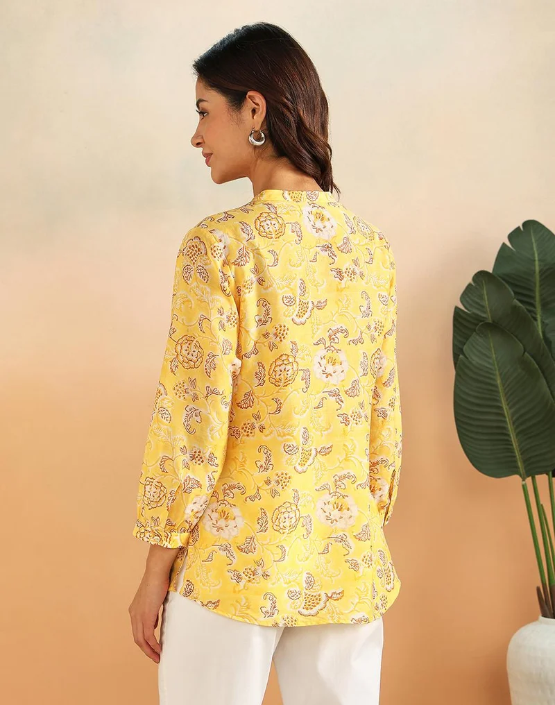 Fabindia  Yellow Rayon Blend Tunic for Women | Best Price UAE