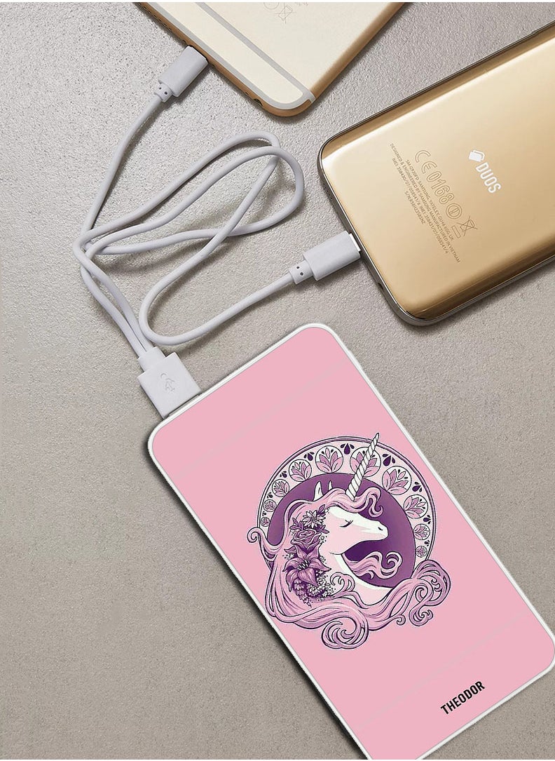 Theodor - 10,000 mAh Super Fast Charging Ultra Compact Power Bank with Quick Charge & Power Delivery, Portable Charger For iPhone and Android Pink Unicorn - Image 1