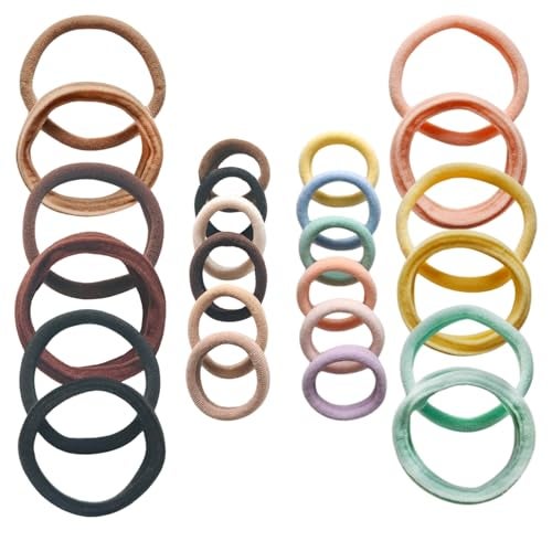 KARP 24Pcs Fabric Hair Rubber Bands for Women Girls - Soft Elastic Hair Ties No Damage, Stretchy Ponytail Holders for Thick & Thin Hair - Multicolor (Hair Rubber Band (K2540)-Style-1) - Image 1