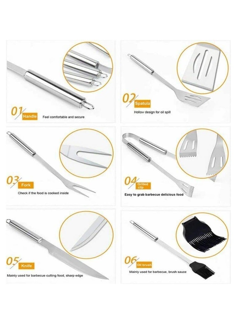 BLOOMING TIME 9 Pcs BBQ Grill Tool Set Stainless Steel Barbecue Accessories Kits with Carry Bag - Image 4