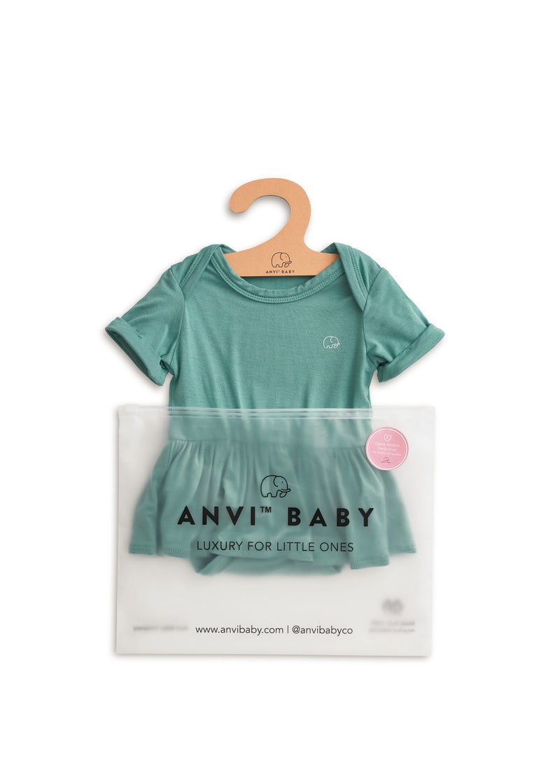 أنفي بيبي Organic Bamboo Spandex Onesie Dress- Soft Sage  - Image 4