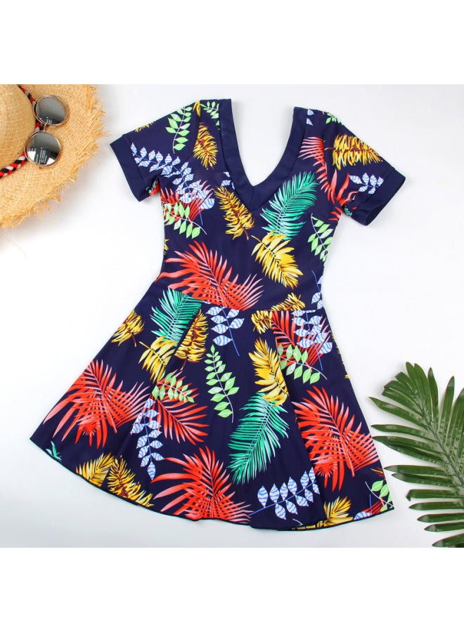 Large Size Swimsuit Women's One-piece Skirt Style Conservative Slimming Middle-aged And Elderly Mothers Spa New Swimsuit For Summer