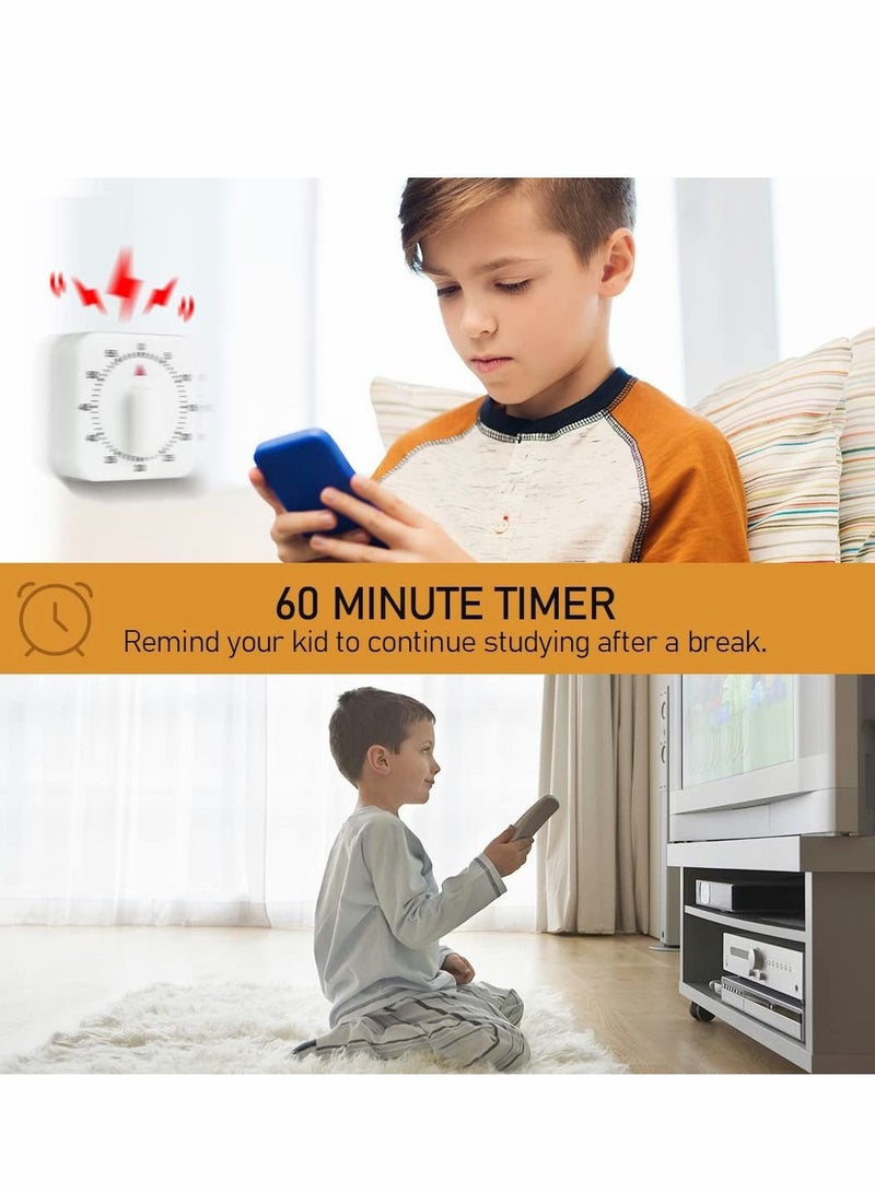 60 Minute Kitchen Timer, 2 Pcs 1 Hour Square Mechanical Kitchen Timer - Image 5