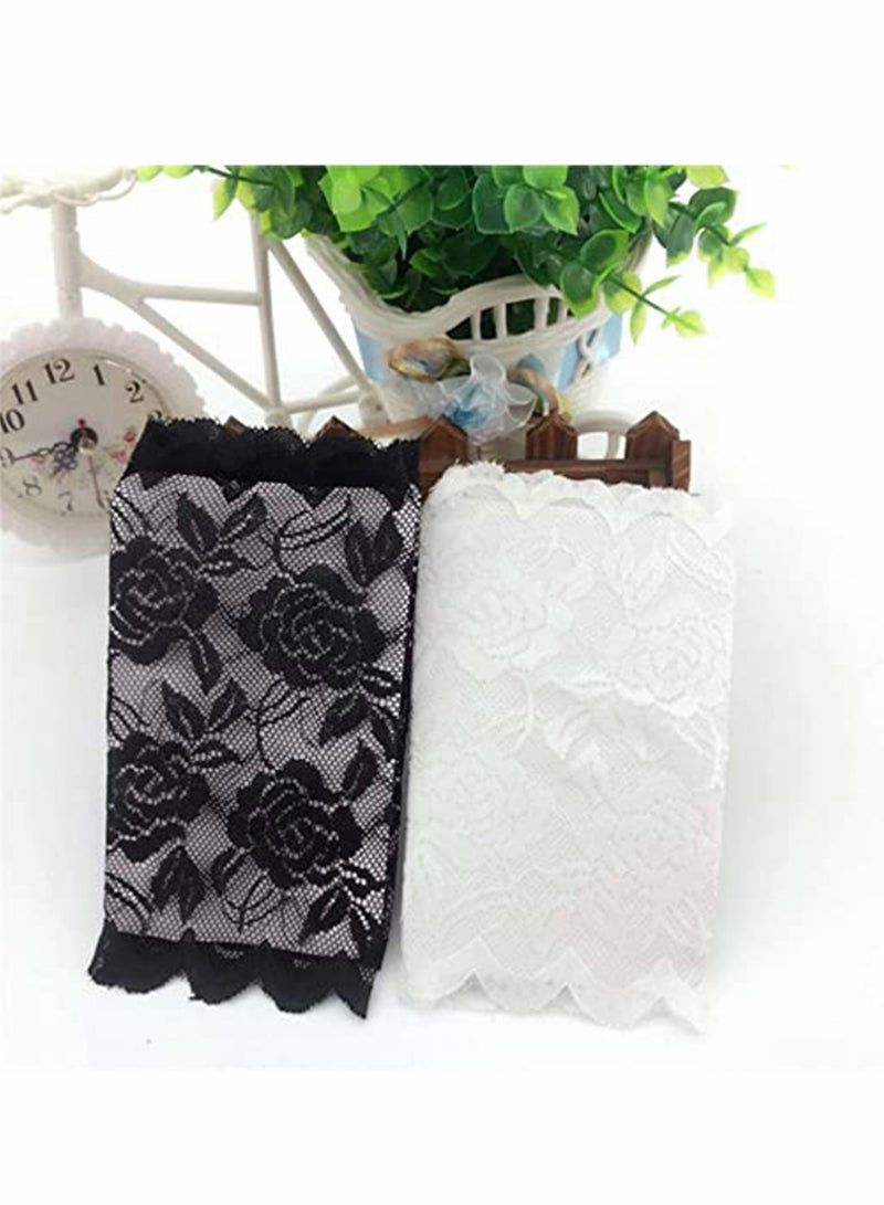 Gloves Lace UV Protection Gloves Fingerless Hand Short Gloves Sun Block Driving Gloves for Girls Women (Black) - Image 3
