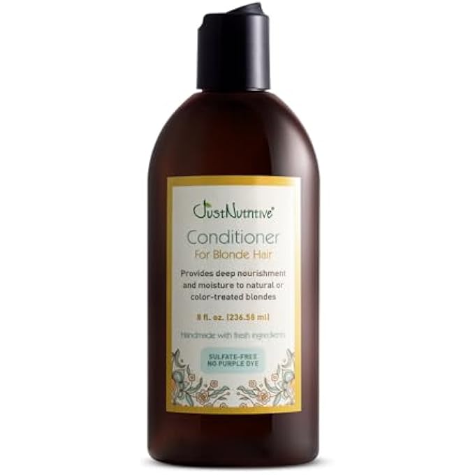 Just Nutritive CONDITIONER FOR BLONDE NATURAL & COLOR-TREATED HAIR, BRASSY TONES NEUTRALIZER, NO PURPLE DYE, DEEP NOURISHMENT, SILICONE FREE, PHTHALATE FREE, PARABEN FREE, 8 OZ. BOTTLE - Image 2