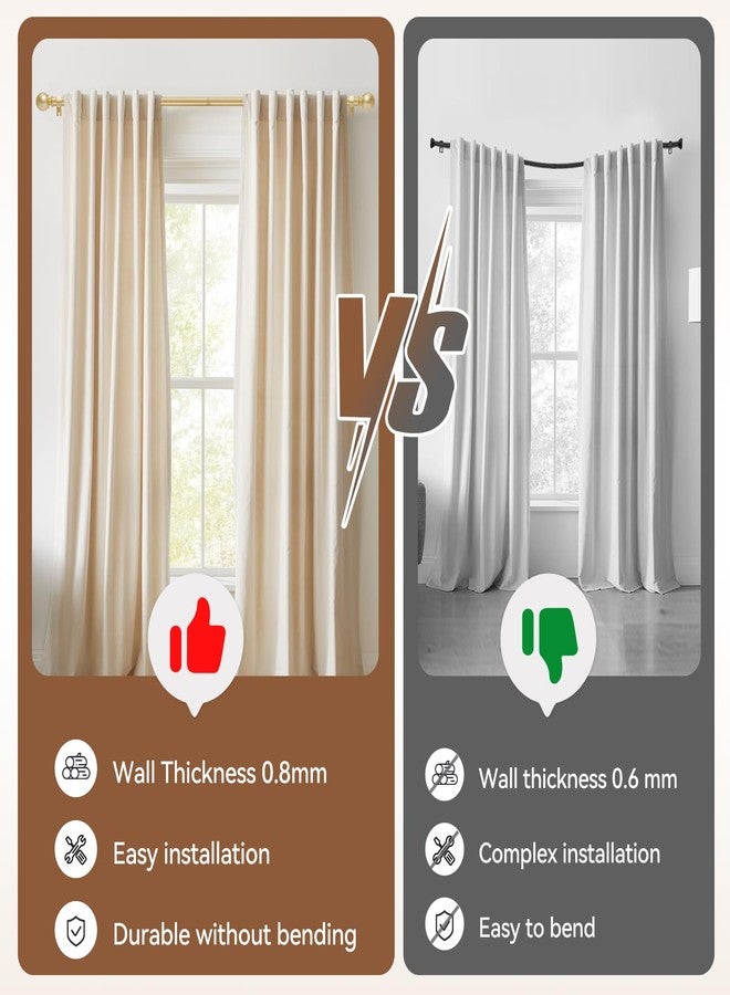 Poskena Gold Curtain Rod for Windows 30 to 60 Inch, 2 Pack 5/8 Inch Diameter Adjustable Curtain Rods With Brackets, Heavy Duty Easy to Install Curtain Rods for Bedroom, Outdoor Curtain Rod for Patio - Image 4