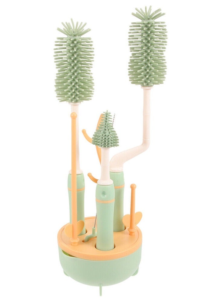 Factory Price مجموعة فرشاة تنظيف زجاجات سيليكون مضادة للبكتيريا - أخضر - Image 1