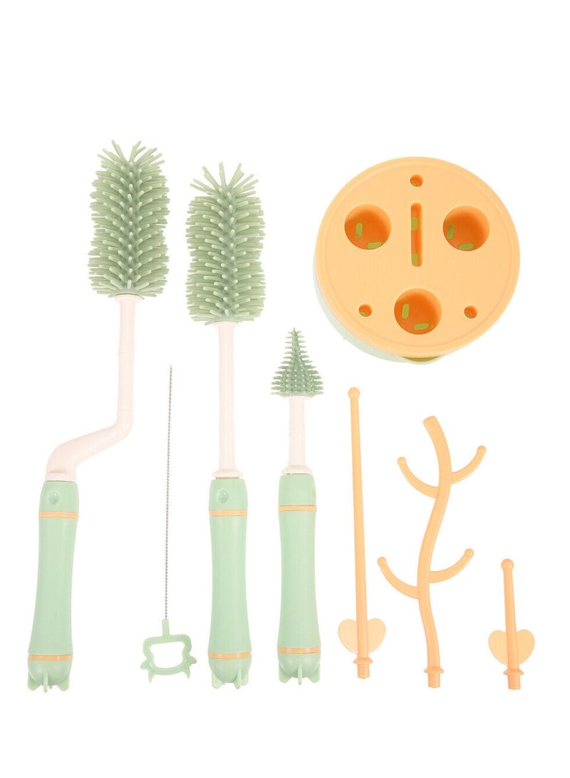 Factory Price مجموعة فرشاة تنظيف زجاجات سيليكون مضادة للبكتيريا - أخضر - Image 2