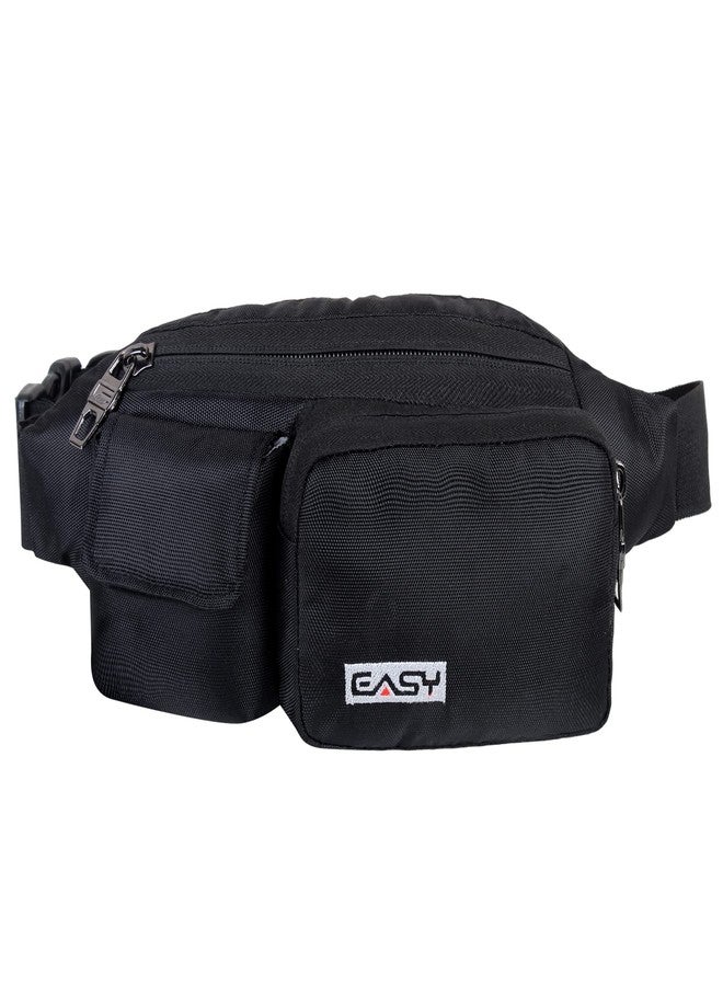 Easy Multi Utility Sling Bag, 2 LTR Baggage with 3 Compartments Adjustable Waist Belt Buckle Strap, 2 Lockable Metal Zipper 1 Flap Pocket Waist Pouch, Daily Use and Traveling Accessories (Black) - Image 1