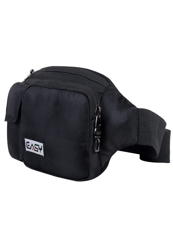 Easy Multi Utility Sling Bag, 2 LTR Baggage with 3 Compartments Adjustable Waist Belt Buckle Strap, 2 Lockable Metal Zipper 1 Flap Pocket Waist Pouch, Daily Use and Traveling Accessories (Black) - Image 4