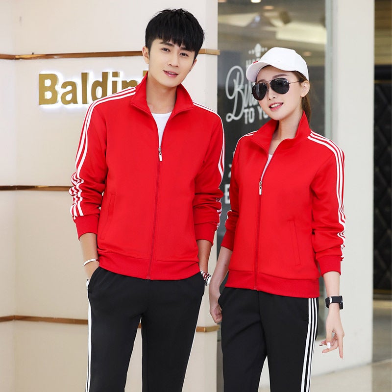 New Mens Fashion Long-sleeved Womens Sports suit Sweat Leg-tied Trousers All-match Sports Couple Two-piece Mens Wear Black  - Image 3