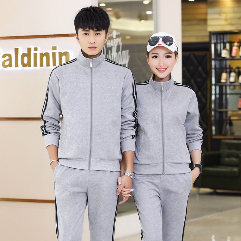 New Mens Fashion Long-sleeved Womens Sports suit Sweat Leg-tied Trousers All-match Sports Couple Two-piece Mens Wear Black  - Image 4