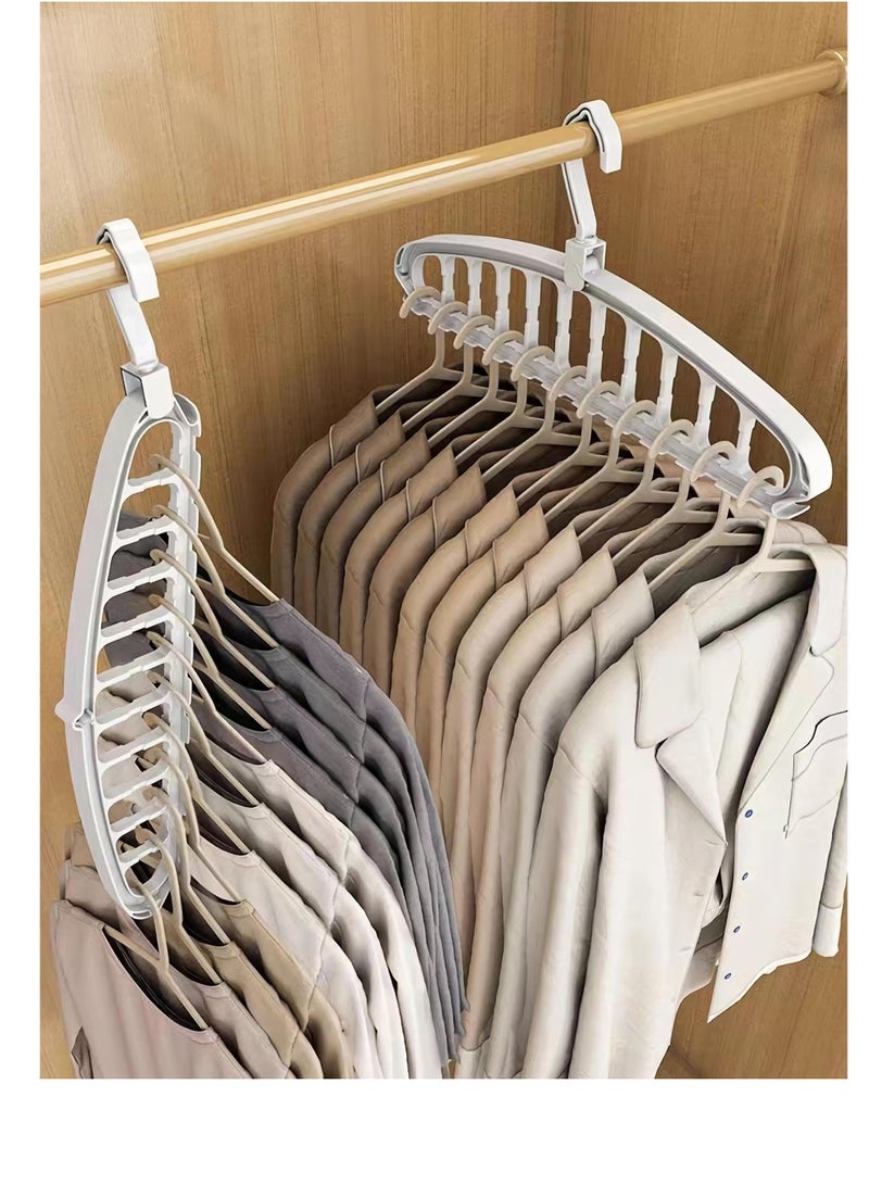 2 Pack Folding Hanger, Heavy Duty Plastic Clothes Hanger, Space Saving Hangers for Clothes, Suitable for Jeans, Pants, Shirts, Scarves, Sweaters, Coats (White) - Image 1