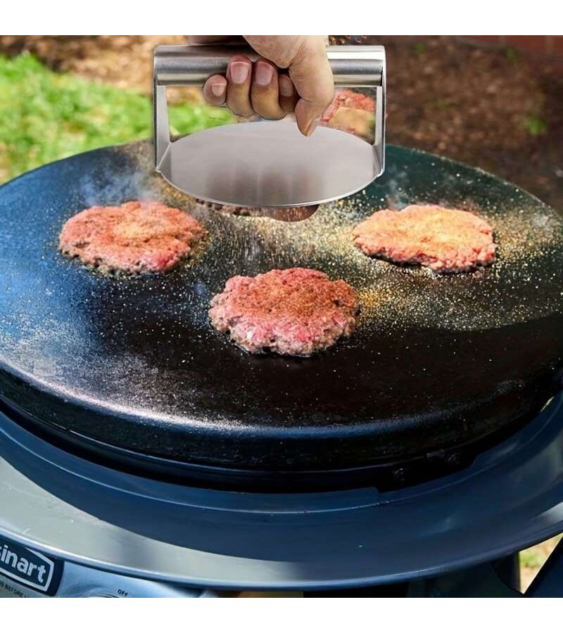 3 Piece Stainless Steel Handle Burger Press Non Stick Design For Uniform Patties Ergonomic Labor Saving Grip For Barbecue Home And Professional Kitchens - Image 5