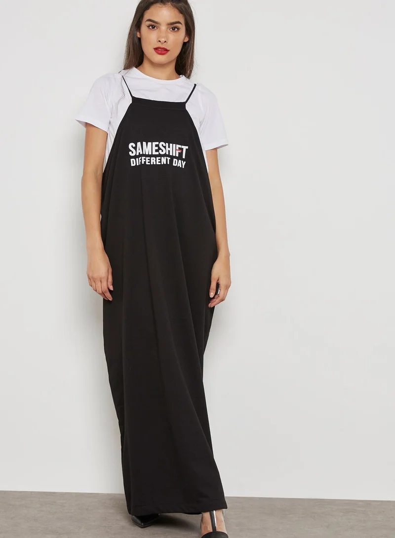 Grey Lab Slogan Maxi Dress