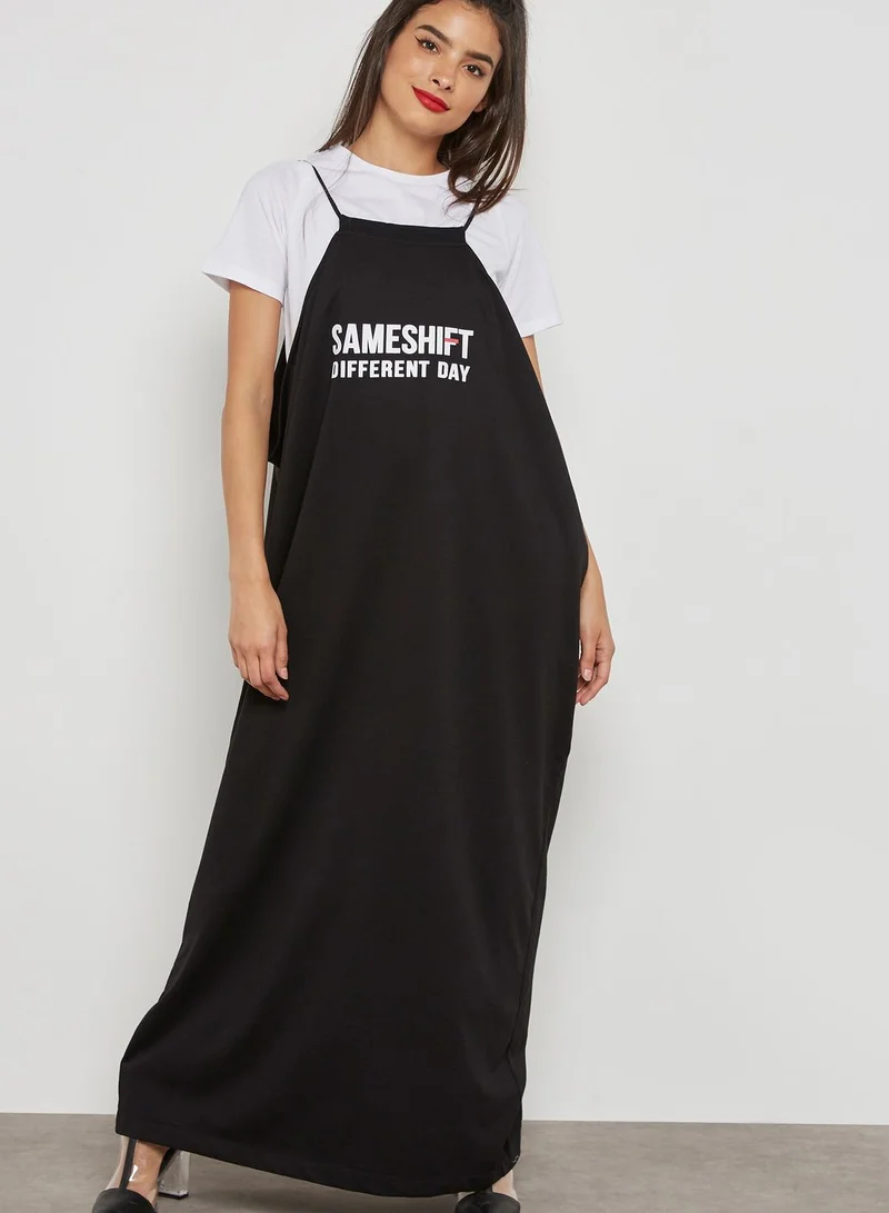 Grey Lab Slogan Maxi Dress