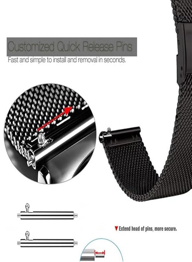Xininyia 2-Pack Compatible for Tozo S8 Smart Watch Bands Stainless Steel Metal Mesh Watch Bands Wristband Replacement Straps - Image 2