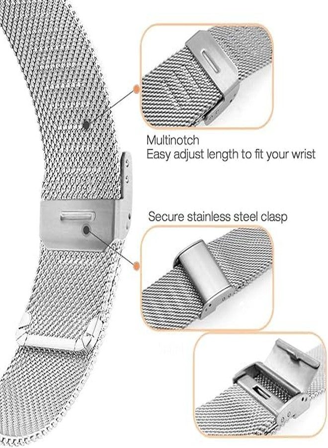 Xininyia 2-Pack Compatible for Tozo S8 Smart Watch Bands Stainless Steel Metal Mesh Watch Bands Wristband Replacement Straps - Image 3