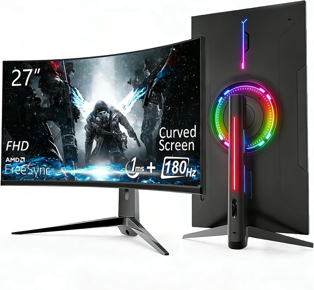 Generic Generic 1800r Curved Gaming Monitor Fhd 1080p 1ms Amd Freesync Low Light Hdmi Usb Speakers Height Adjustable Rotating Stand Rgb Backlight For Gaming Office FHD1080p Z2B05950D0C31282354E8Z