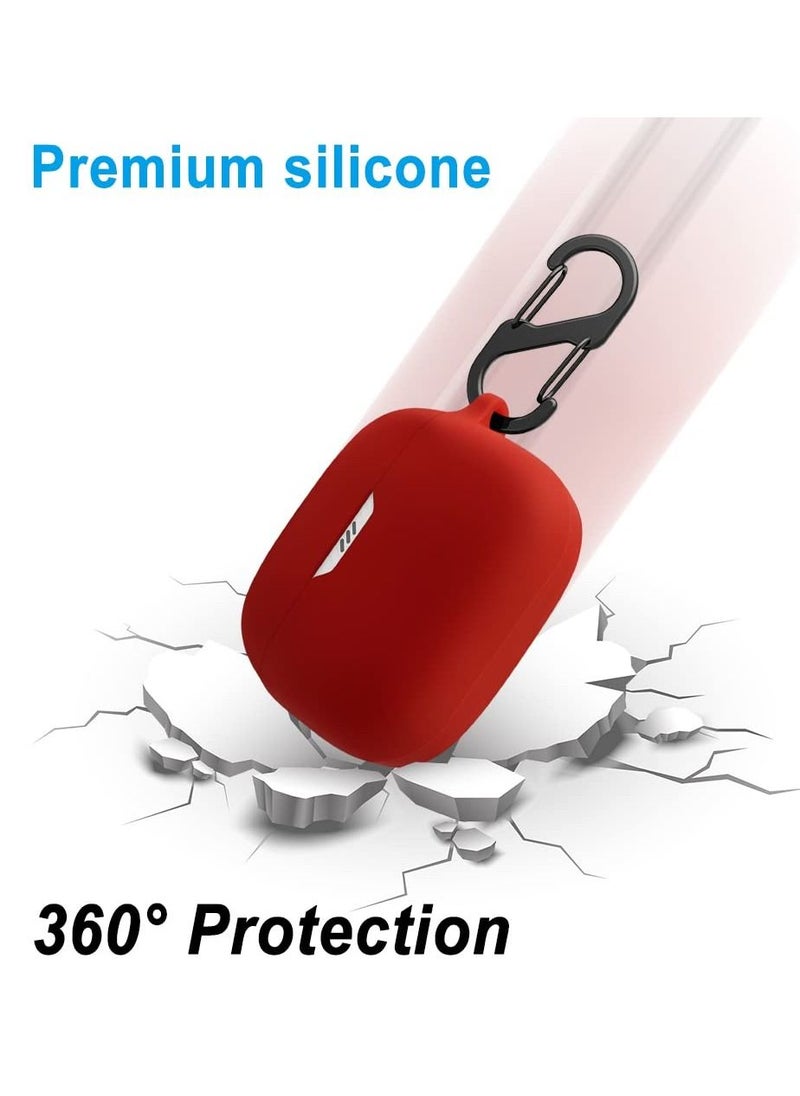 Generic - Silicone Carrying Case Compatible with JBL Tune 230NC TWS Portable Scratch Shock Resistant Cover with Carabiner (Red) - Image 1