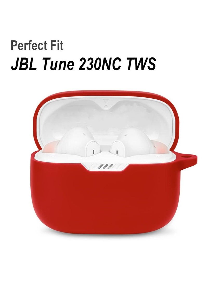 Generic - Silicone Carrying Case Compatible with JBL Tune 230NC TWS Portable Scratch Shock Resistant Cover with Carabiner (Red) - Image 1