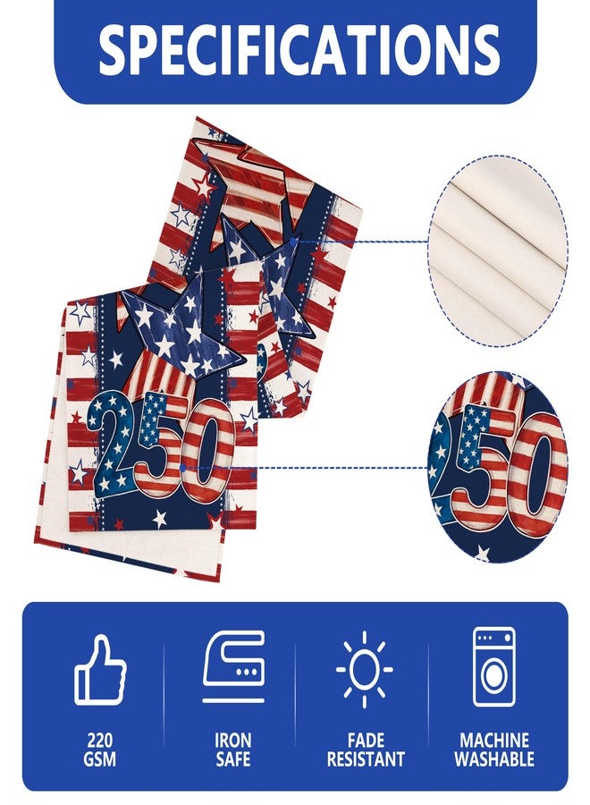 Siilues 4th of July Table Runner, 250 Anniversary USA Table Runner America Memorial Day Patriotic Decorations Blue Red Stars 250th Anniversary Merchandise Home Party Decor Table Decorations 13x72 Inch - Image 5