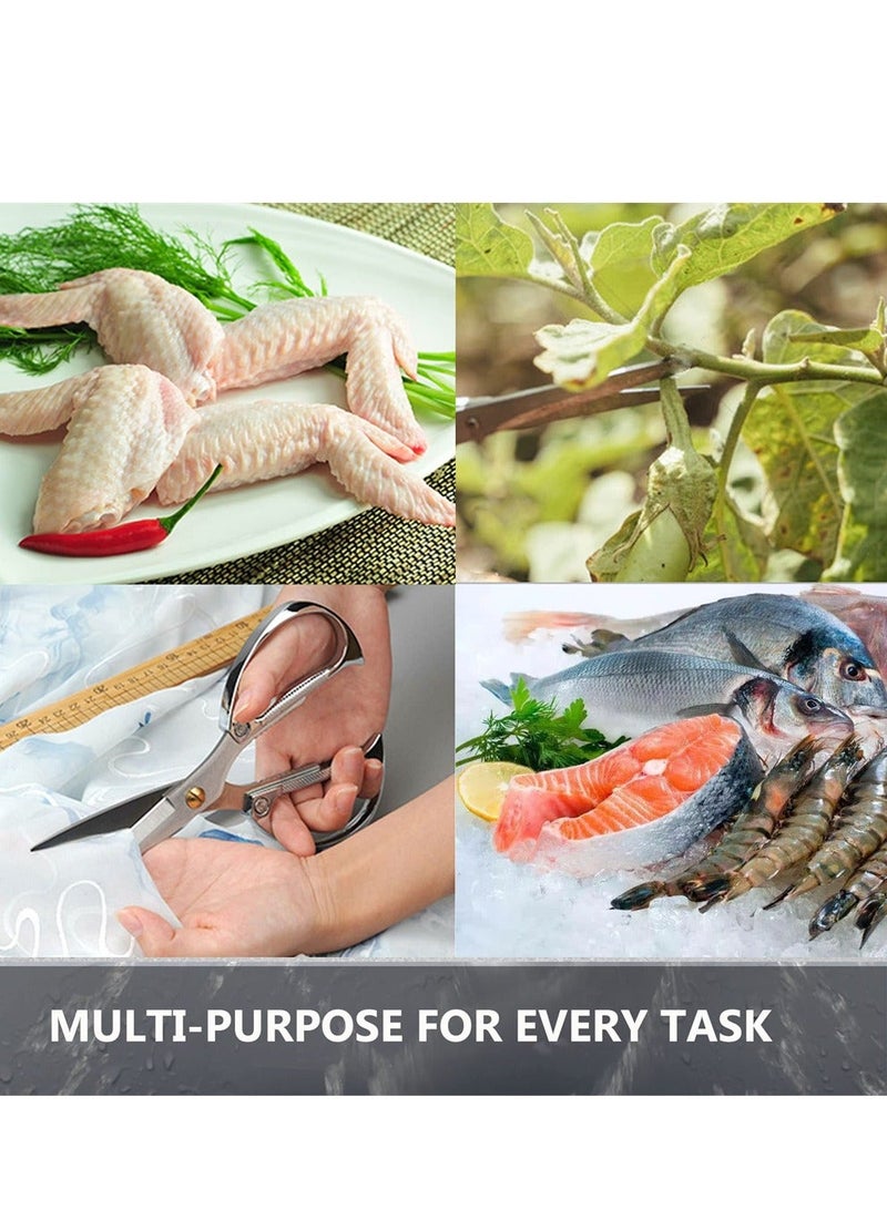 Y&D Kitchen Scissors, Heavy Duty Stainless Steel Shears, Multi-Purpose Non Slip Sharp Cooking Scissors for Kitchen, Chicken, Poultry, Fish, Meat, Herbs (Silver)  - Image 4