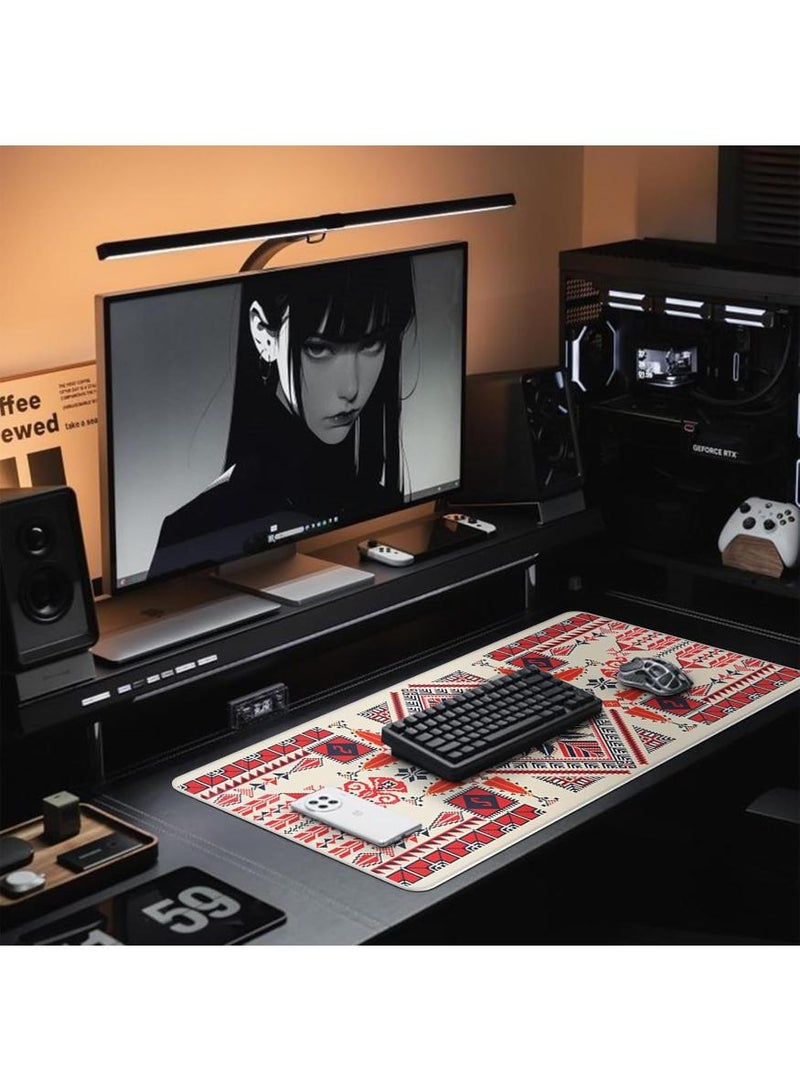  طائرة ورقية قاعدة ماوس كبيرة للألعاب بقاعدة مطاطية غير قابلة للانزلاق 800 × 300 ملم، قاعدة ماوس للمكتب وسطح قماشي ناعم، قاعدة ماوس وكيبورد للكمبيوتر (نمط هندسي) - Image 4