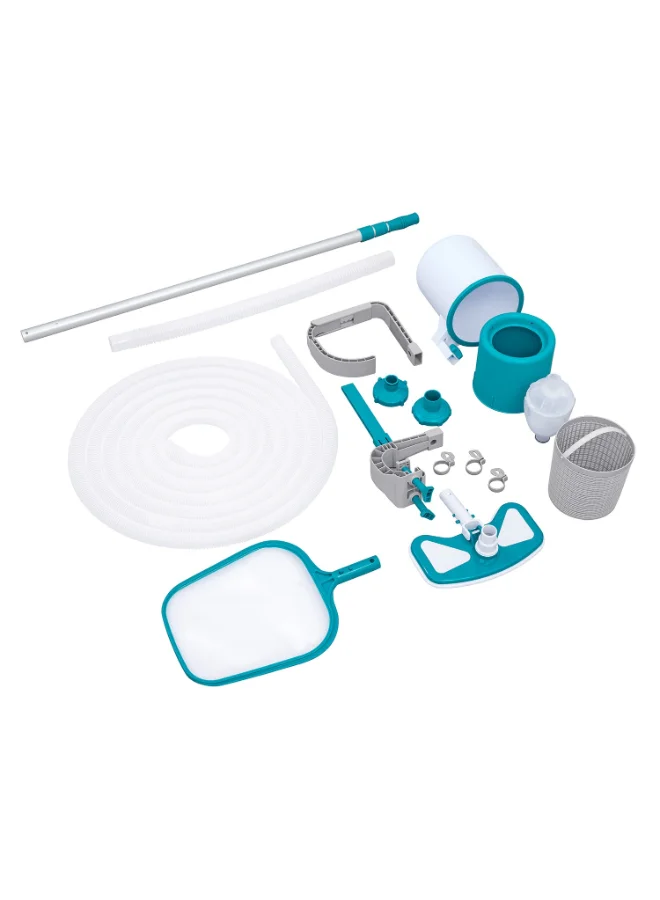 Bestway Bestway Flowclear AquaClean Deluxe Pool Maintenance Kit, Premium Pool Cleaning Set with Telescopic Pole, Vacuum Head, Skimmer Net & Surface Cleaner for Above Ground Swimming Pools